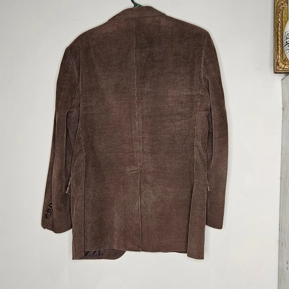 Mens Brown Corduroy Blazer‎ Lg Two Button Classic Sport Coat Jacket Holiday